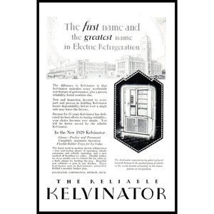 1929 Kelvinator Refrigerator Fridge Vintage Print Ad Factory Workers Wall Art